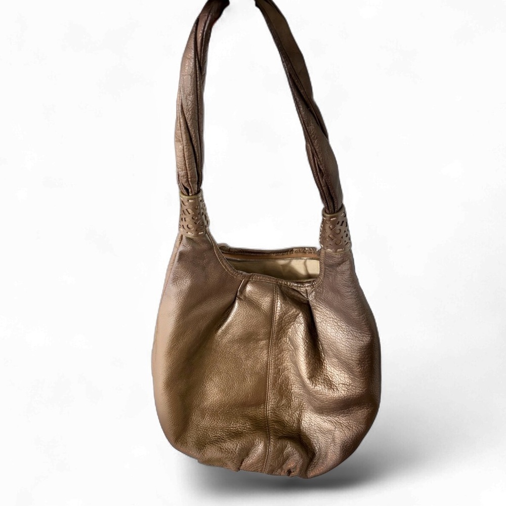 Coldwater Creek Bronze Metallic Brown Leather Hobo Bag